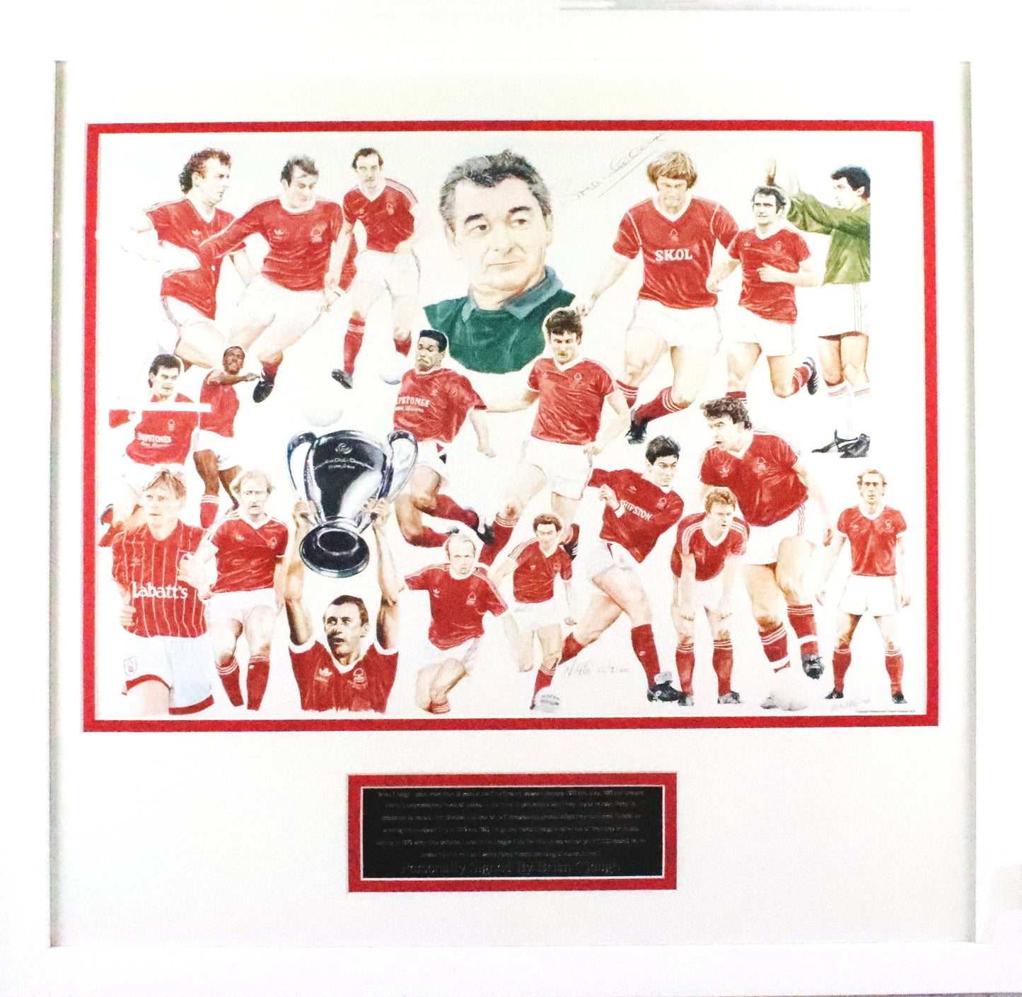 Brian Clough Signed Illustration Framed Display