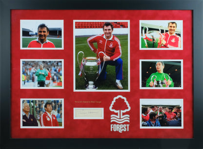 Brian Clough Signed White Card Framed Display