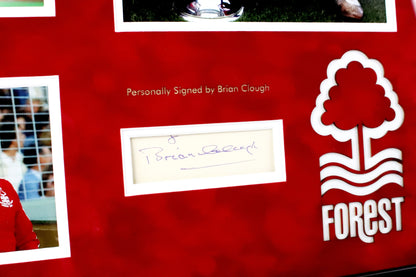 Brian Clough Signed White Card Framed Display