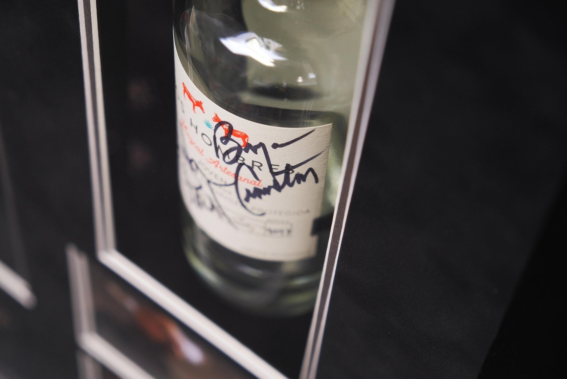 Bryan Cranston and Aaron Paul Signed Breaking Bad Tequila Bottle Framed Display - Memorabilia Framers Shop