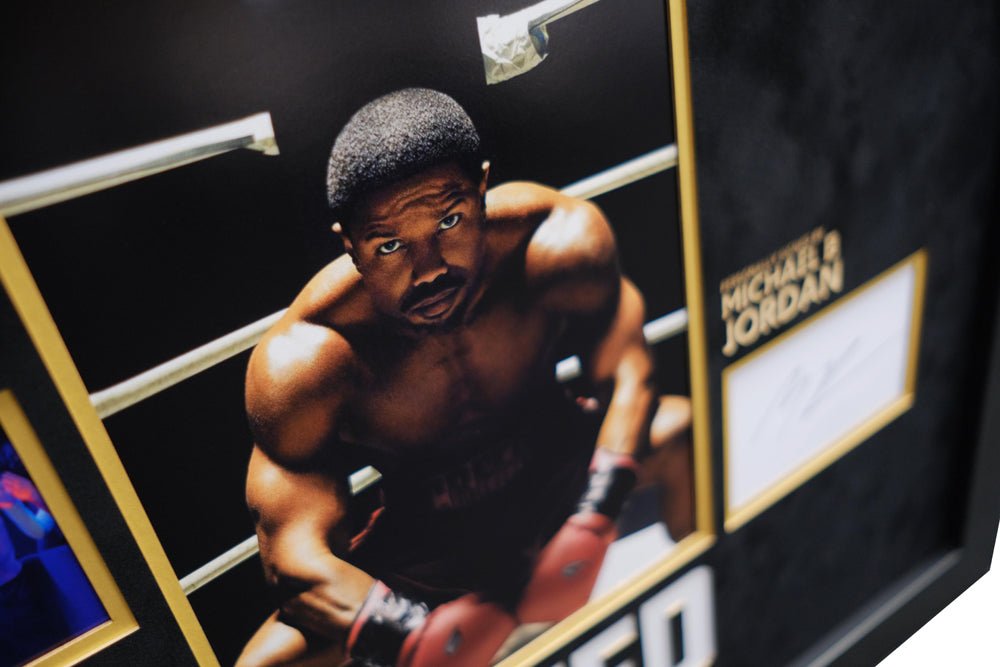 Creed Film tribute signed white card by Michael B Jordan - Memorabilia Framers Shop