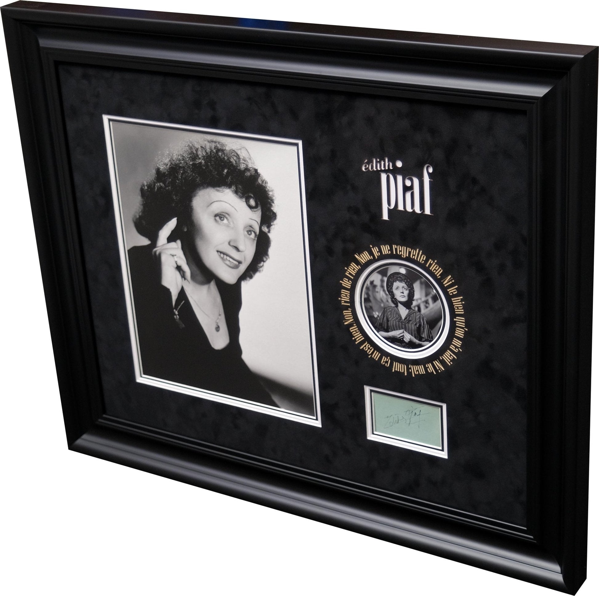 Edith Piaf Signed White Card Display - Memorabilia Framers Shop