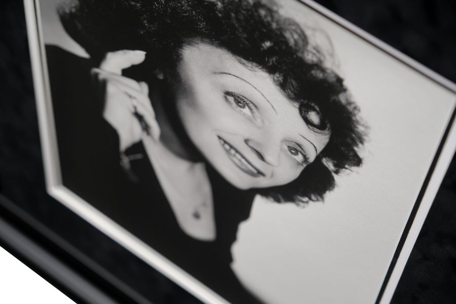 Edith Piaf Signed White Card Display - Memorabilia Framers Shop