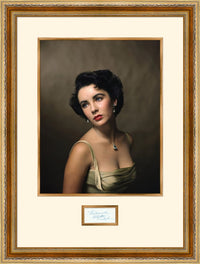 Elizabeth Taylor Signed Photograph White Card Display - Memorabilia Framers Shop