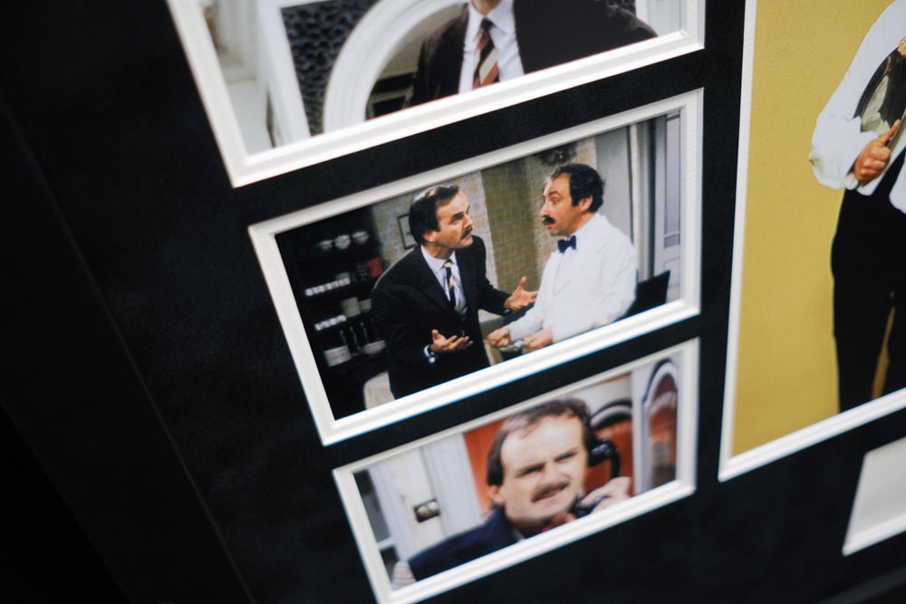 Faulty Towers John Cleese signed white card - Memorabilia Framers Shop