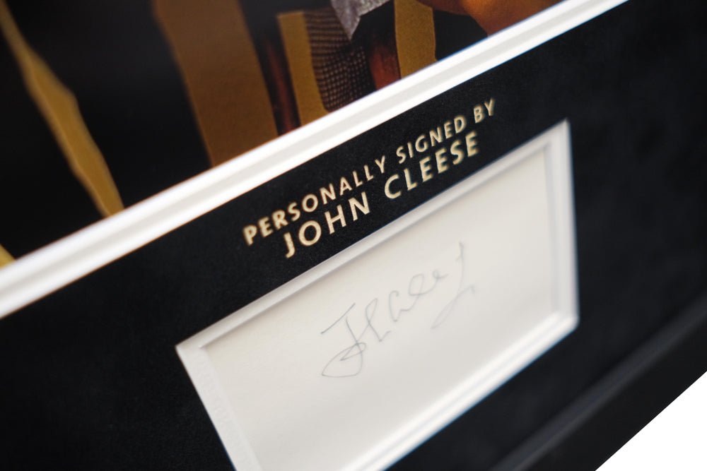 Faulty Towers John Cleese signed white card - Memorabilia Framers Shop