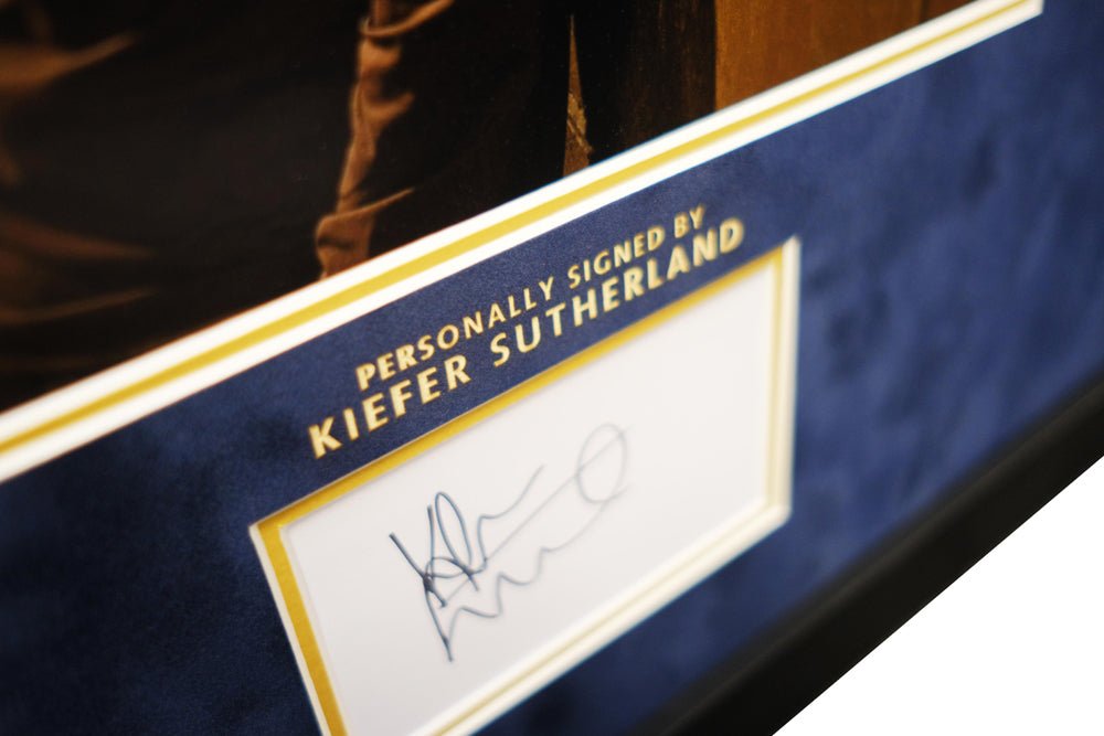 Framed Photograph Signed white card display by Kiefer Sutherland - Memorabilia Framers Shop