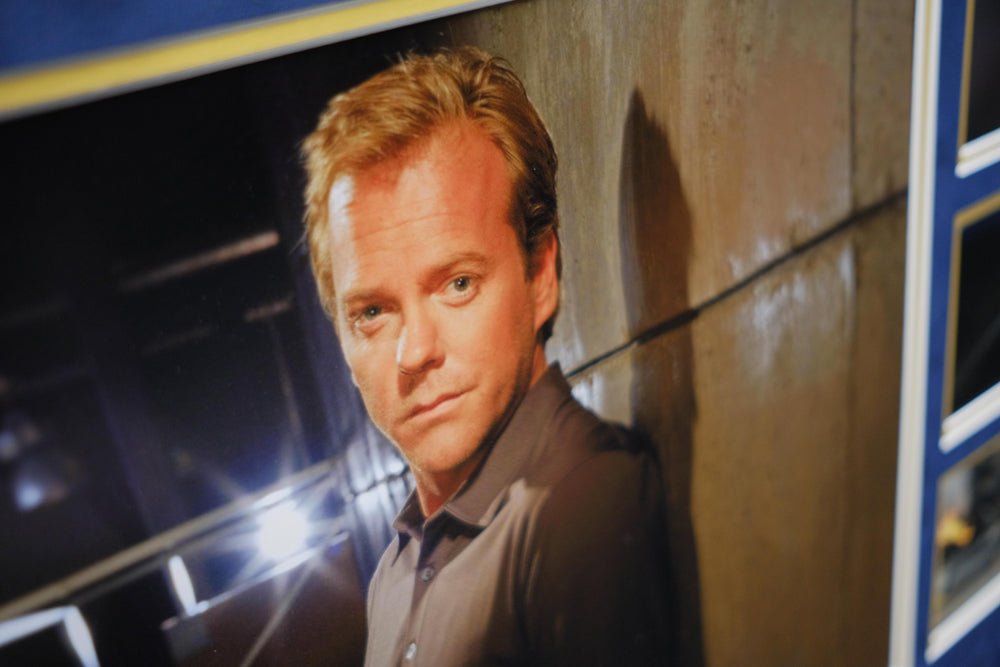 Framed Photograph Signed white card display by Kiefer Sutherland - Memorabilia Framers Shop