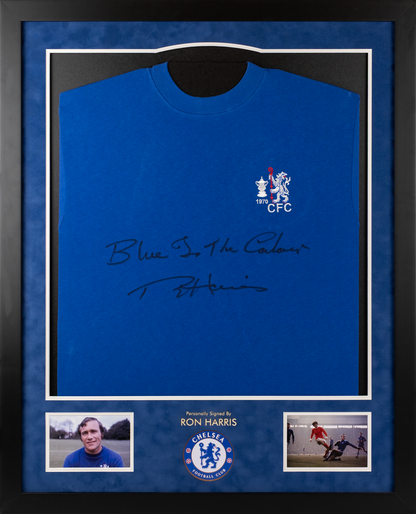 Ron Harris Signed Chelsea Shirt Framed