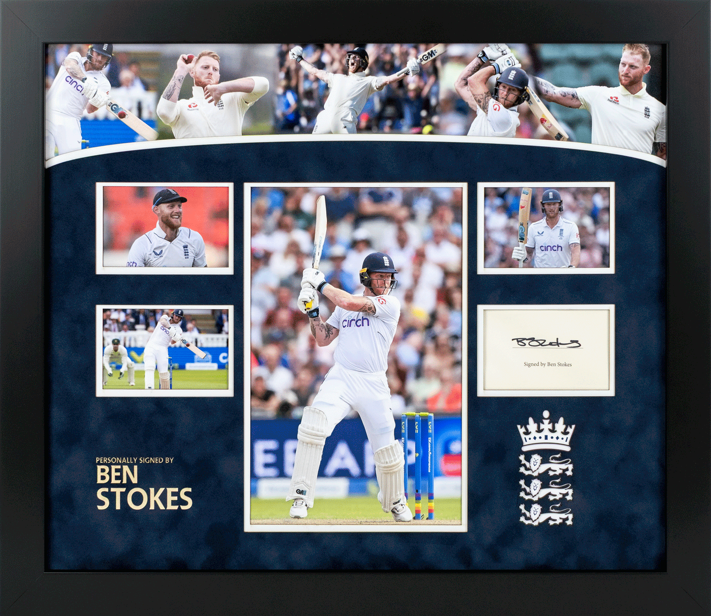 Ben Stokes Signed 12x8" Photo Montage Display