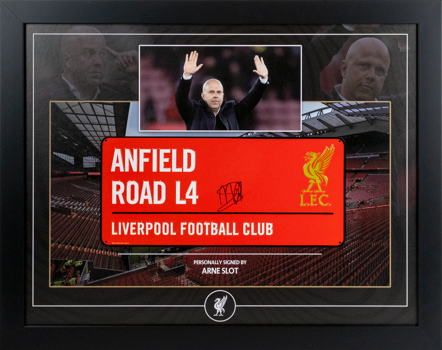 Liverpool FC signed road sign by Arne Slot