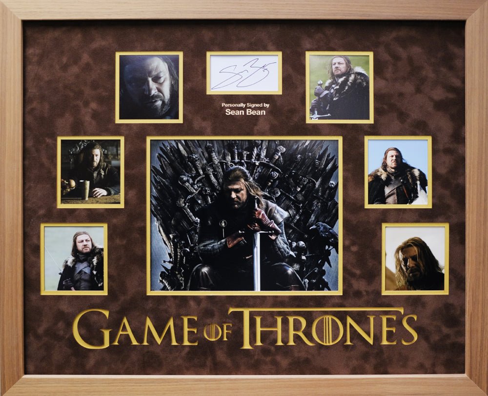 Game of thrones white card signed display by Sean Bean - Memorabilia Framers Shop
