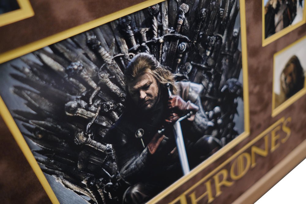 Game of thrones white card signed display by Sean Bean - Memorabilia Framers Shop