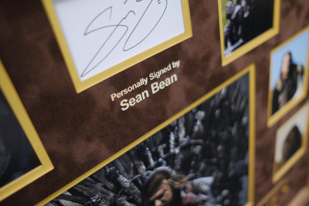 Game of thrones white card signed display by Sean Bean - Memorabilia Framers Shop