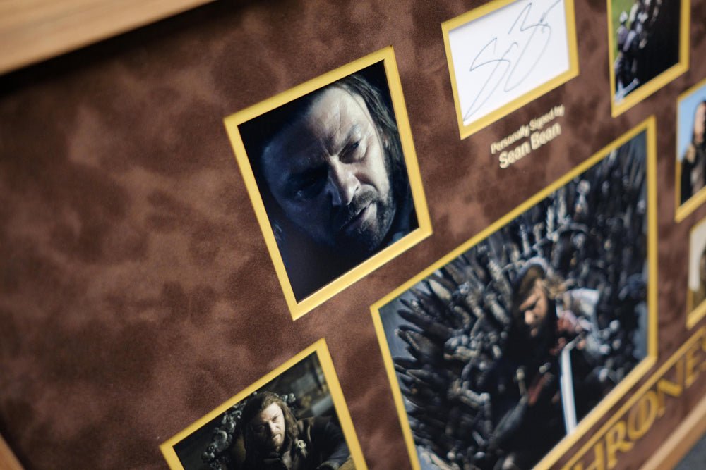 Game of thrones white card signed display by Sean Bean - Memorabilia Framers Shop