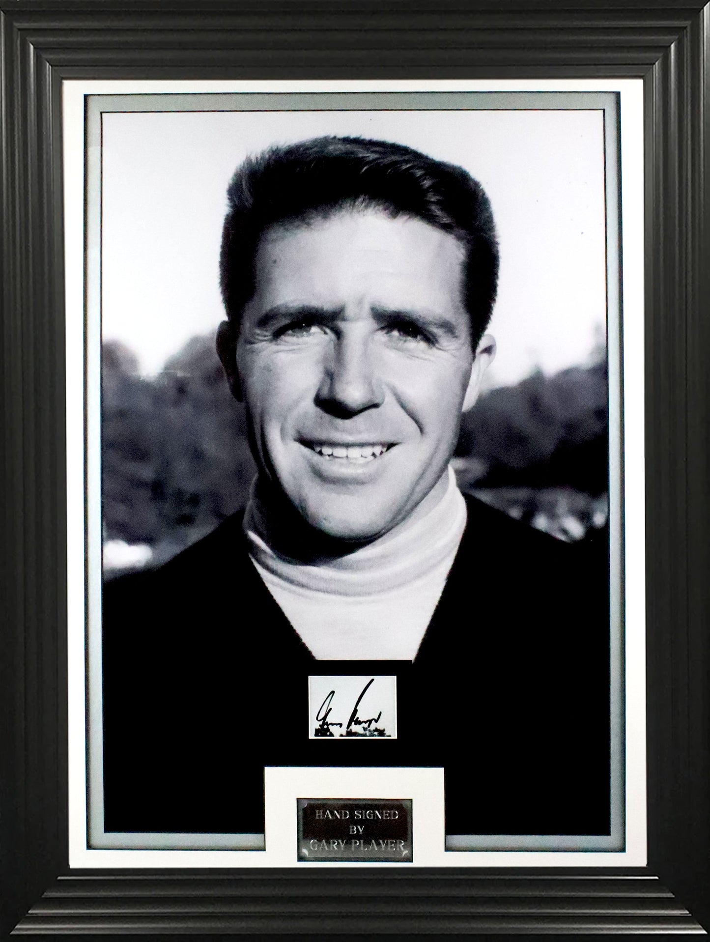 Gary Player Signed White Card Framed Display