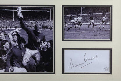 Geoff Hurst Signed 12x8 Photograph and Martin Peters Signed White Card Framed Display - Memorabilia Framers Shop