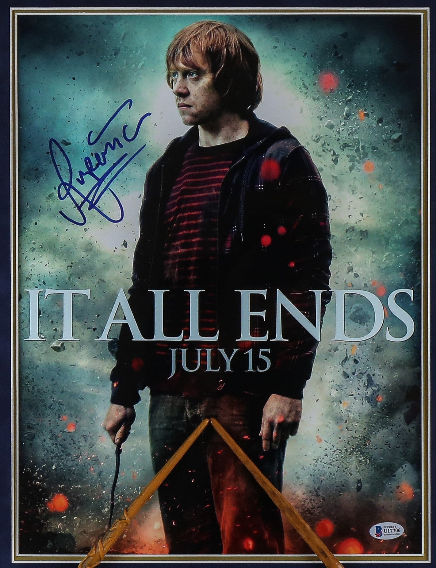 Harry Potter Golden Trio Signed Framed Display with Wands - Memorabilia Framers Shop
