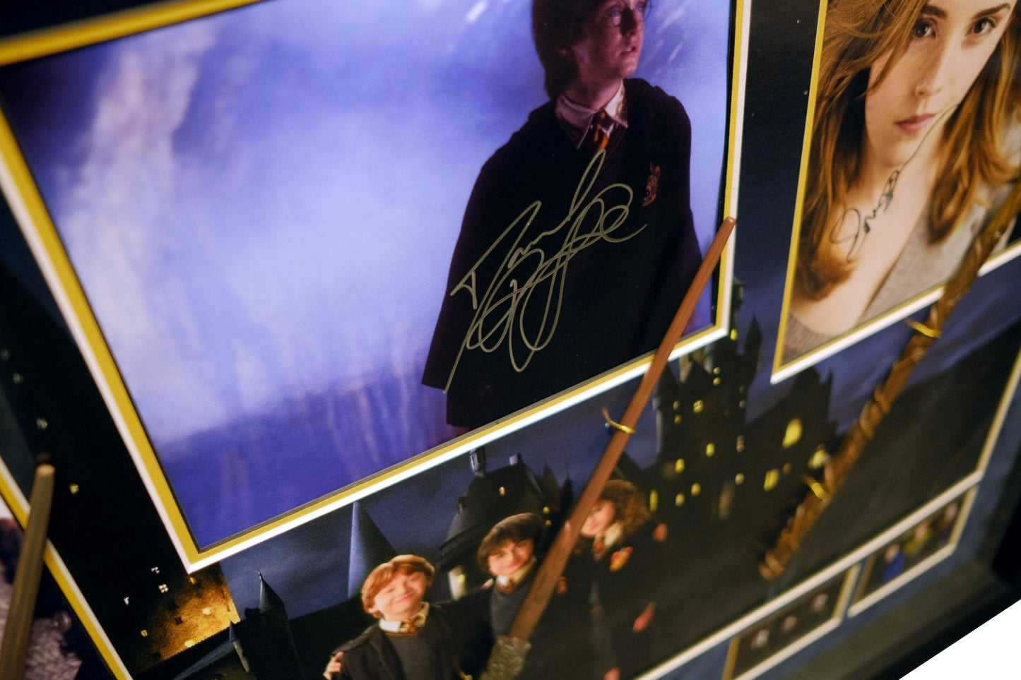 Harry Potter, Ron and Hermione Signed Framed Display with Wands - Memorabilia Framers Shop