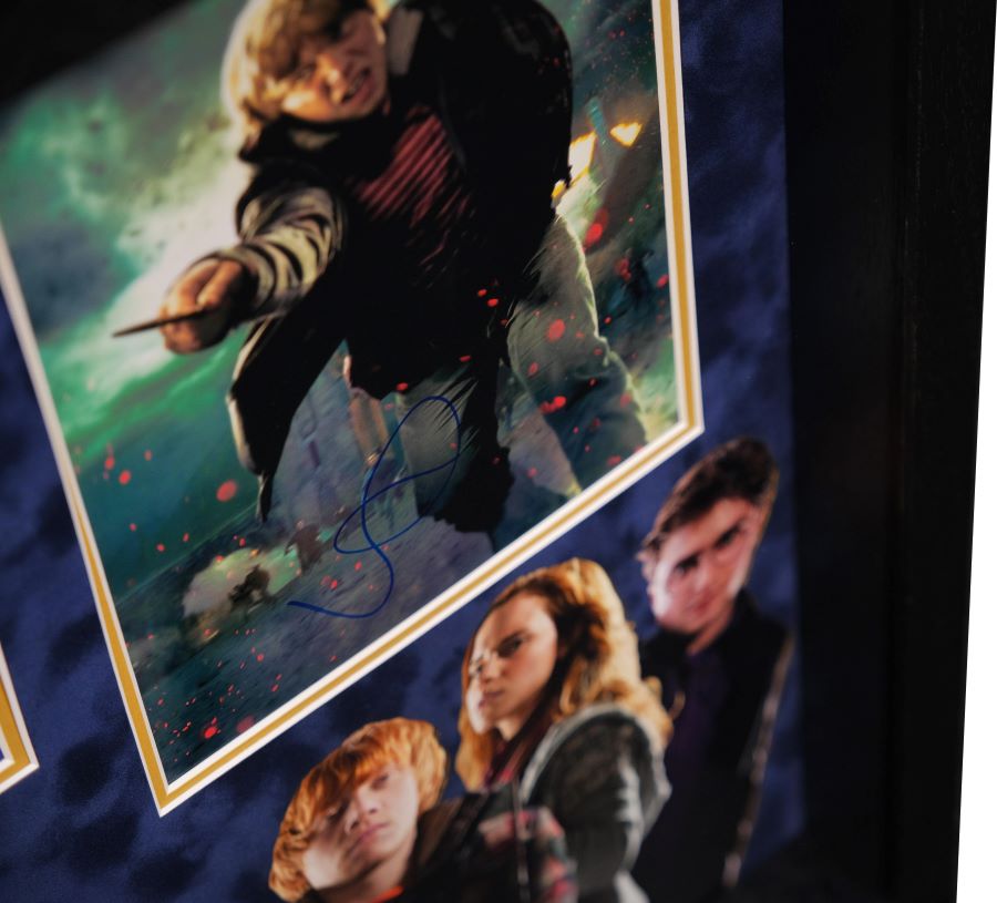 Harry Potter Triple Signed Framed Display with Wand - Memorabilia Framers Shop