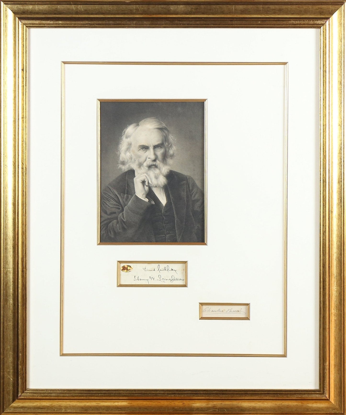 Henry Longfellow Signed Historical Document Framed Display - Memorabilia Framers Shop