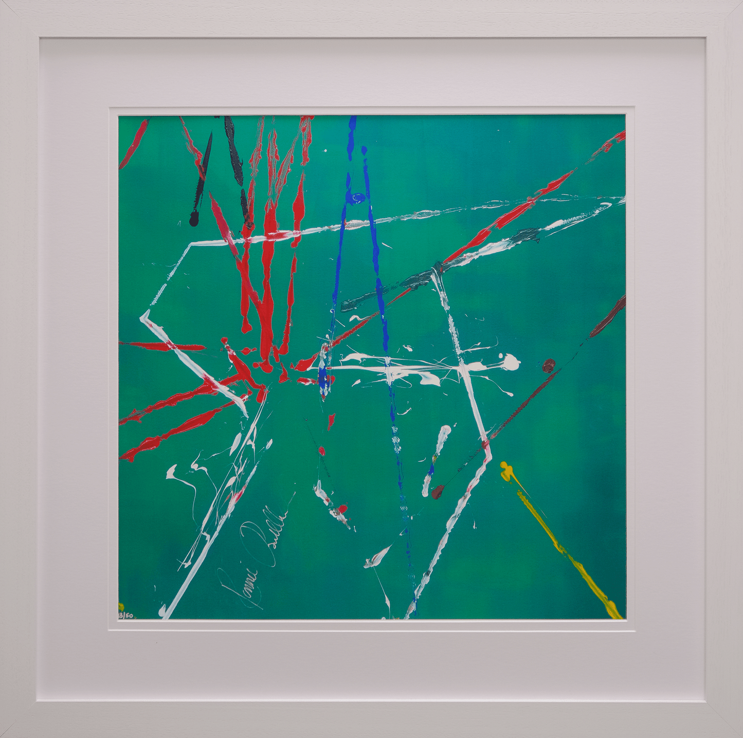 Impact Art created and Signed by Ronnie O'Sullivan Framed in White - Memorabilia Framers Shop