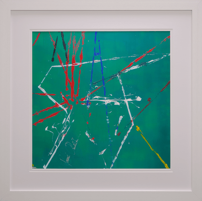 Impact Art created and Signed by Ronnie O'Sullivan Framed in White - Memorabilia Framers Shop