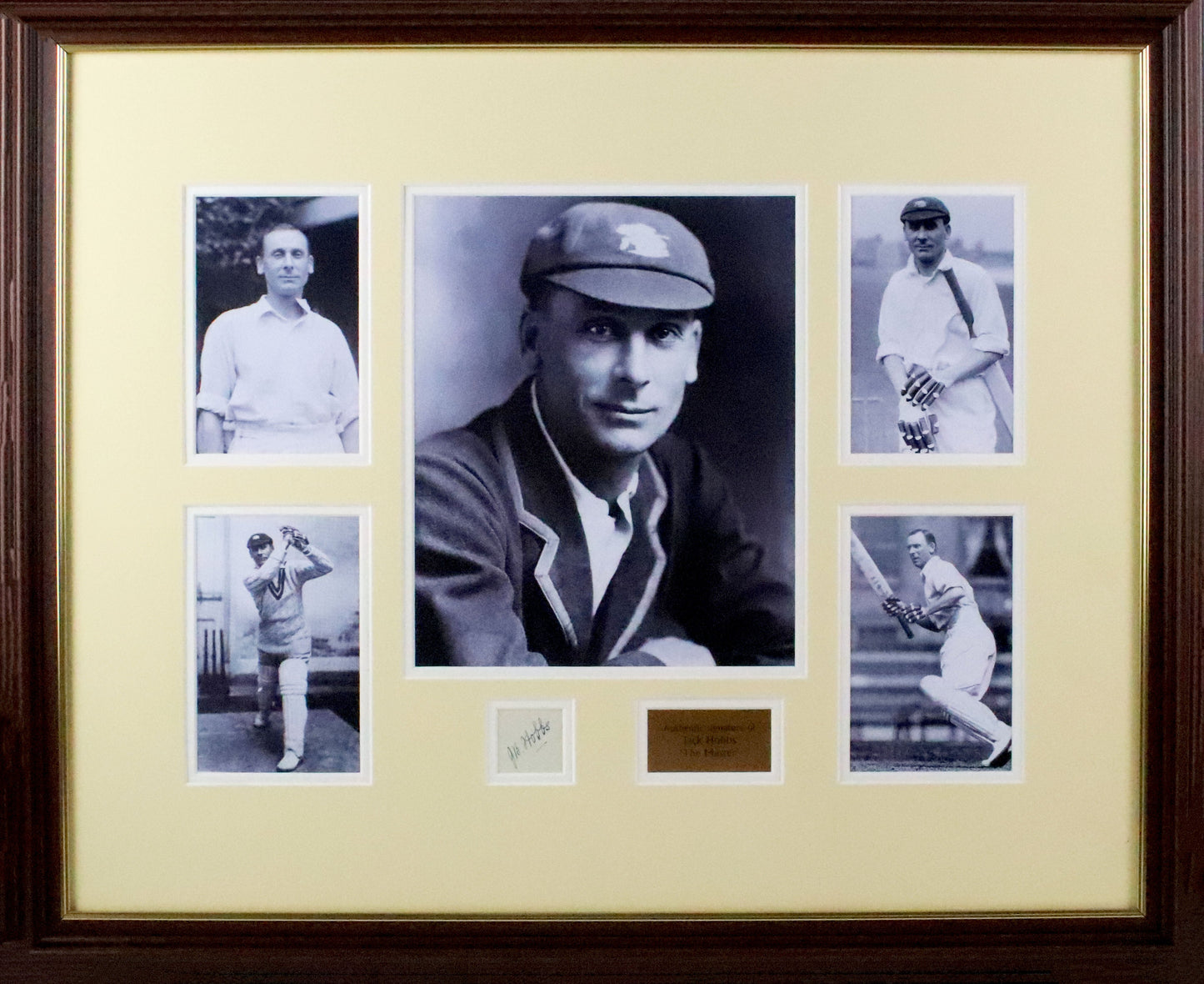 Jack Hobbs Signed White Card Framed Display