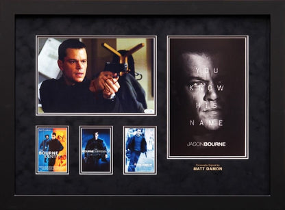 Jason Bourne Tribute Framed Display Signed by Matt Damon - Memorabilia Framers Shop