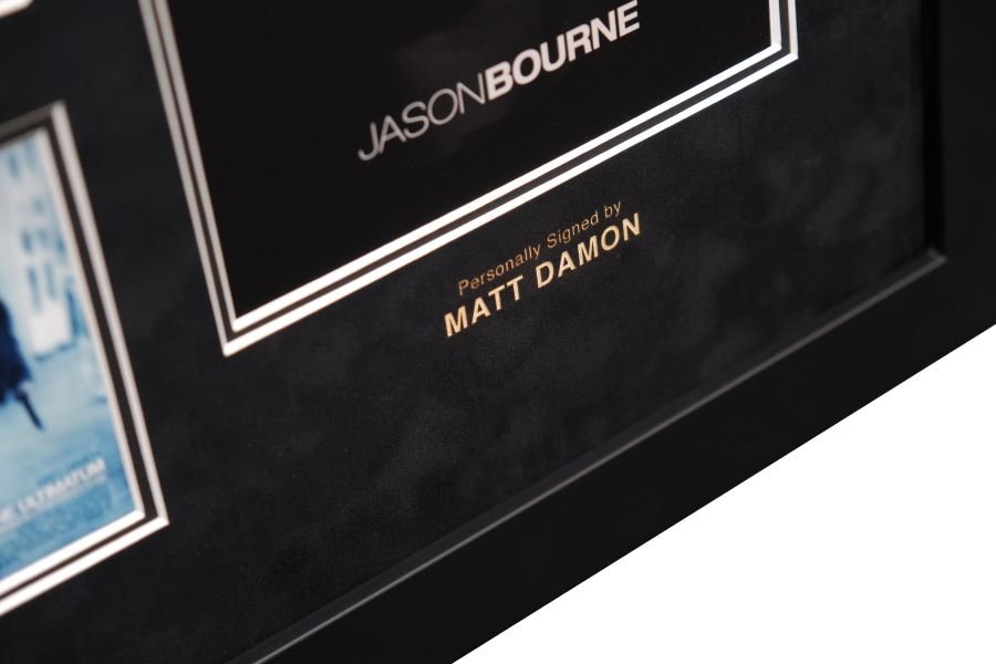 Jason Bourne Tribute Framed Display Signed by Matt Damon - Memorabilia Framers Shop