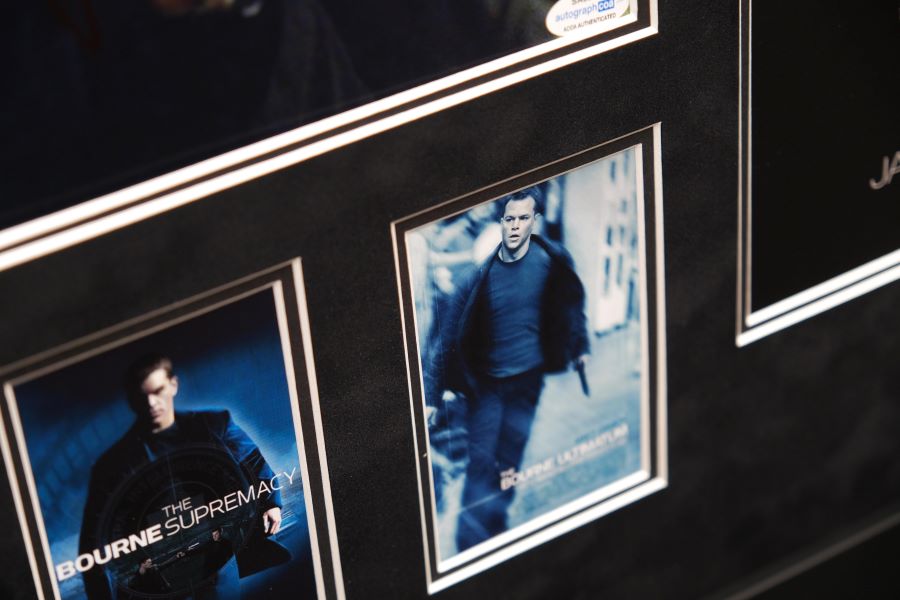 Jason Bourne Tribute Framed Display Signed by Matt Damon - Memorabilia Framers Shop