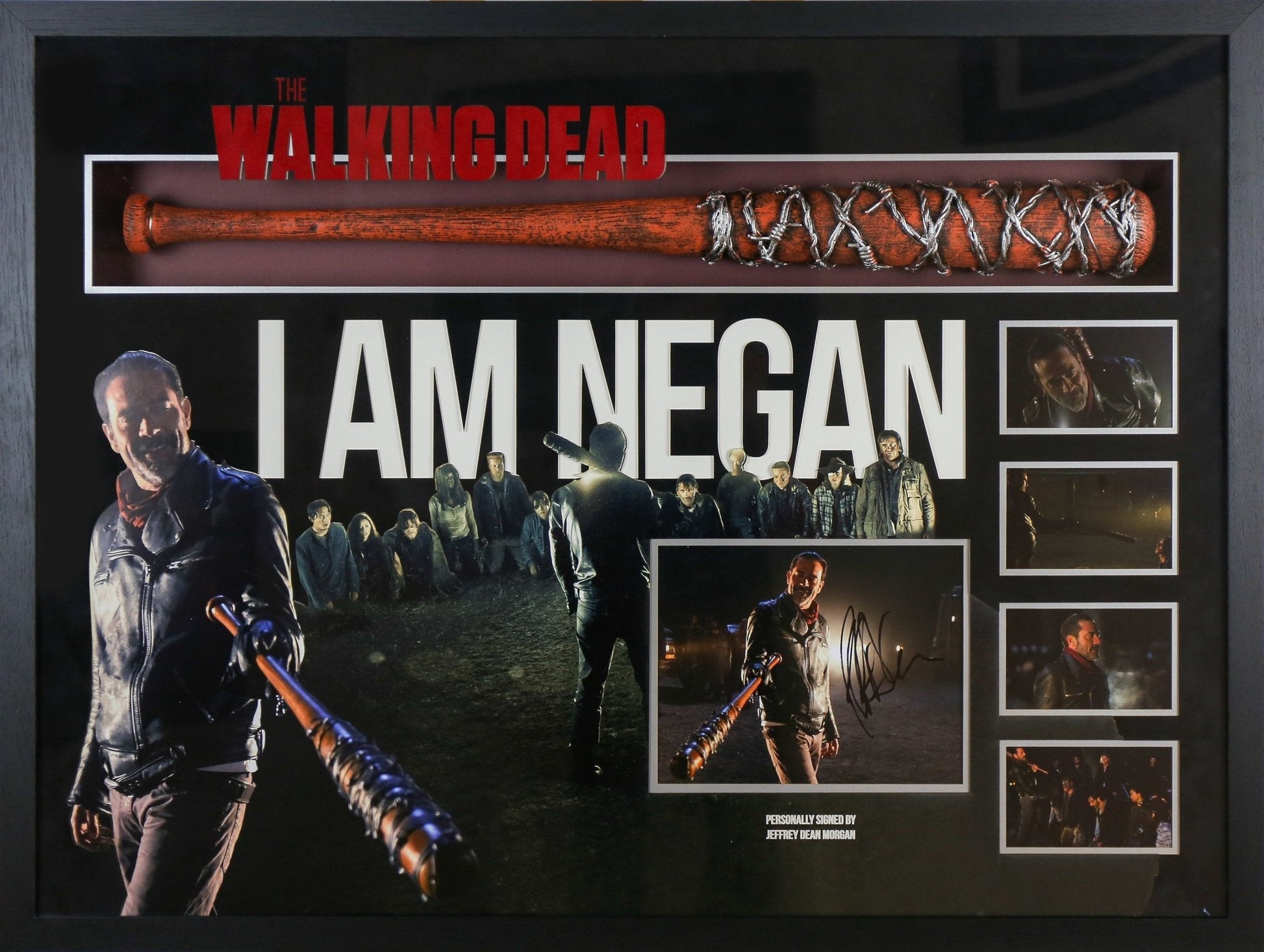 Jeffrey Dean Morgan, The Walking Dead, Signed 12x8 Photograph Framed Bat Display - Memorabilia Framers Shop