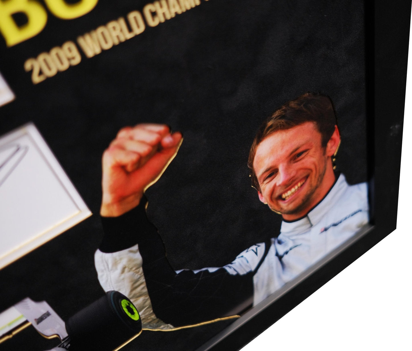 Jenson Button signed white card Formula one world champion - Memorabilia Framers Shop