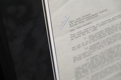 Judy Garland Signed Original Contract Display - Memorabilia Framers Shop