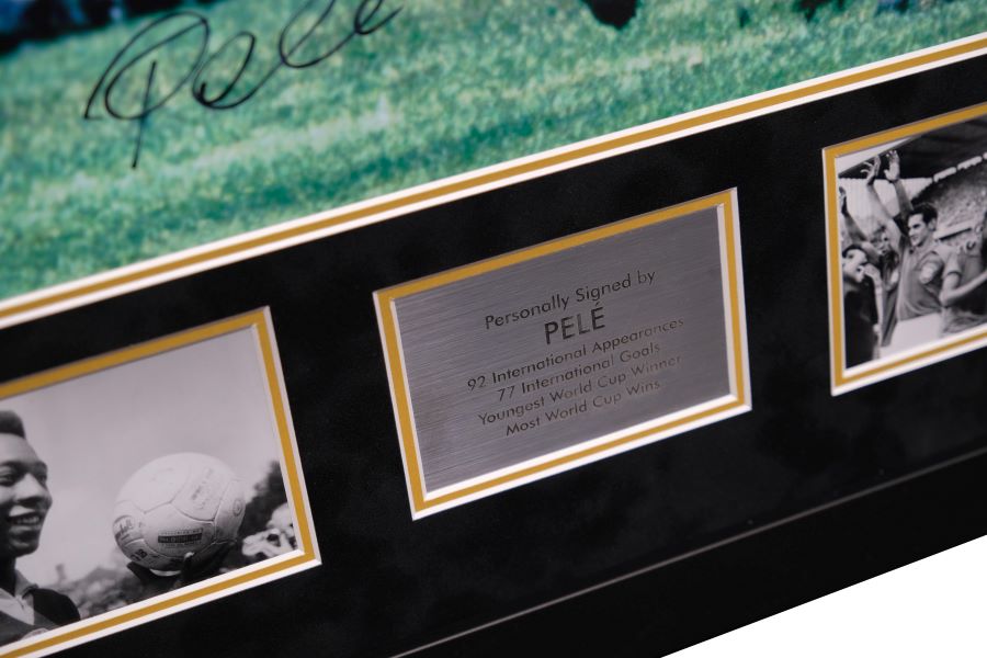 Large Pele Signed Photograph Framed Display - Memorabilia Framers Shop