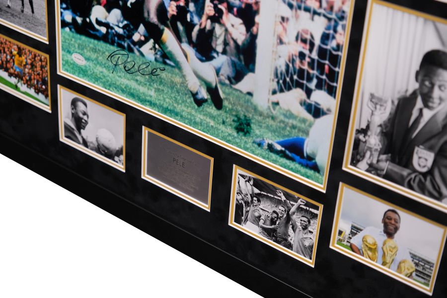Large Pele Signed Photograph Framed Display - Memorabilia Framers Shop