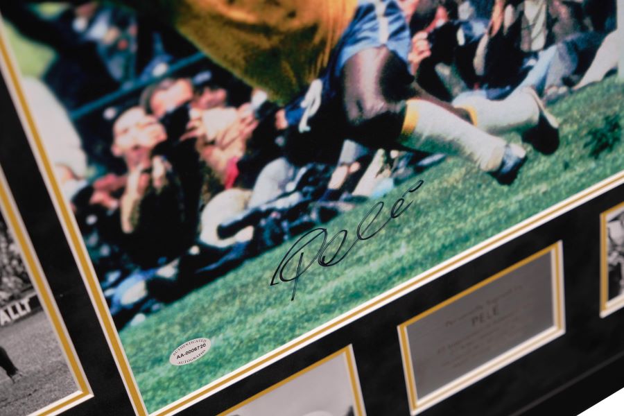 Large Pele Signed Photograph Framed Display - Memorabilia Framers Shop