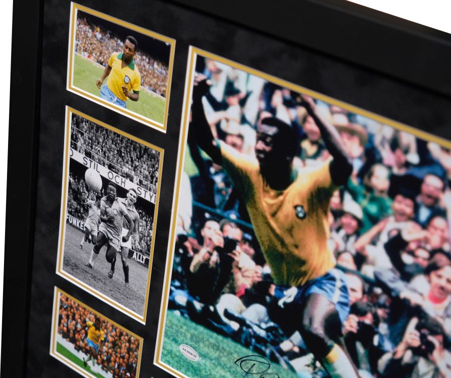 Large Pele Signed Photograph Framed Display - Memorabilia Framers Shop