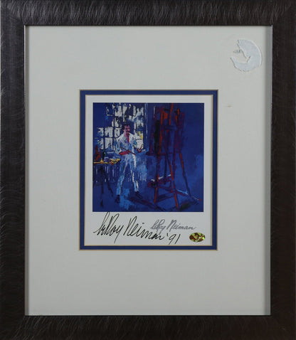LeRoy Neiman Signed '91 8x8 Self Portrait Print Framed Display - Memorabilia Framers Shop
