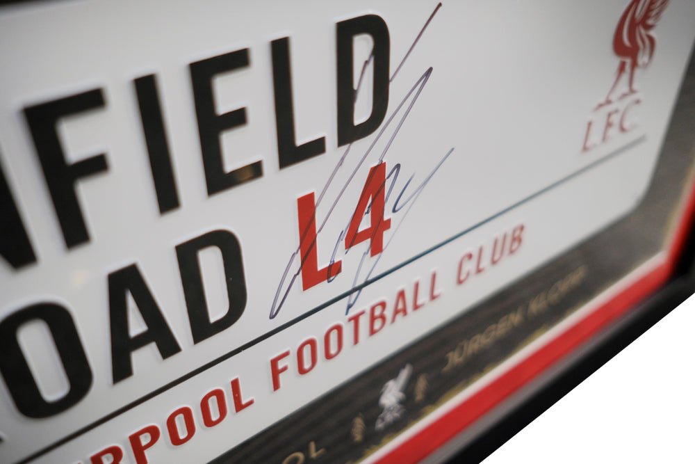 Liverpool FC signed road sign by Jurgen Klopp - Memorabilia Framers Shop