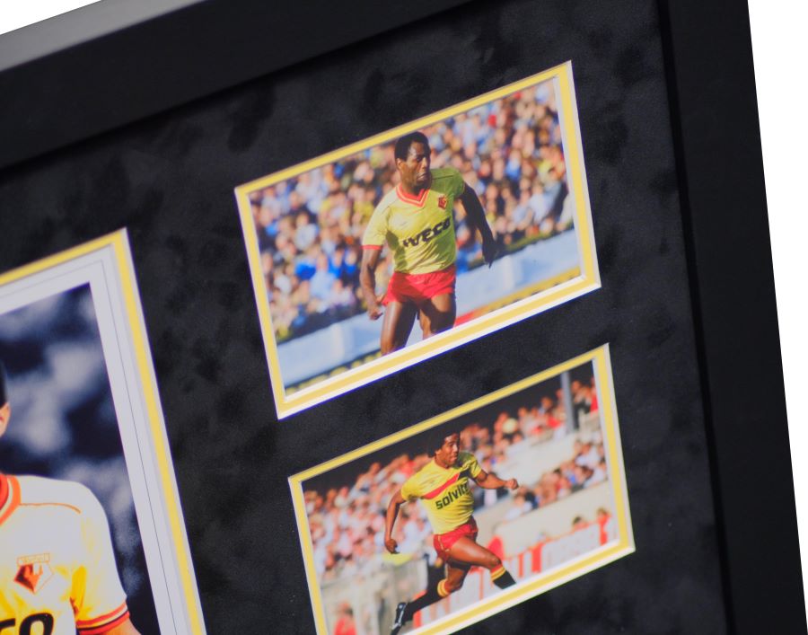 Luther Blissett and John Barnes Signed Watford Photograph Framed Display - Memorabilia Framers Shop