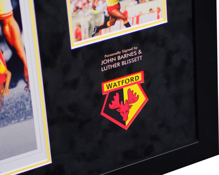 Luther Blissett and John Barnes Signed Watford Photograph Framed Display - Memorabilia Framers Shop