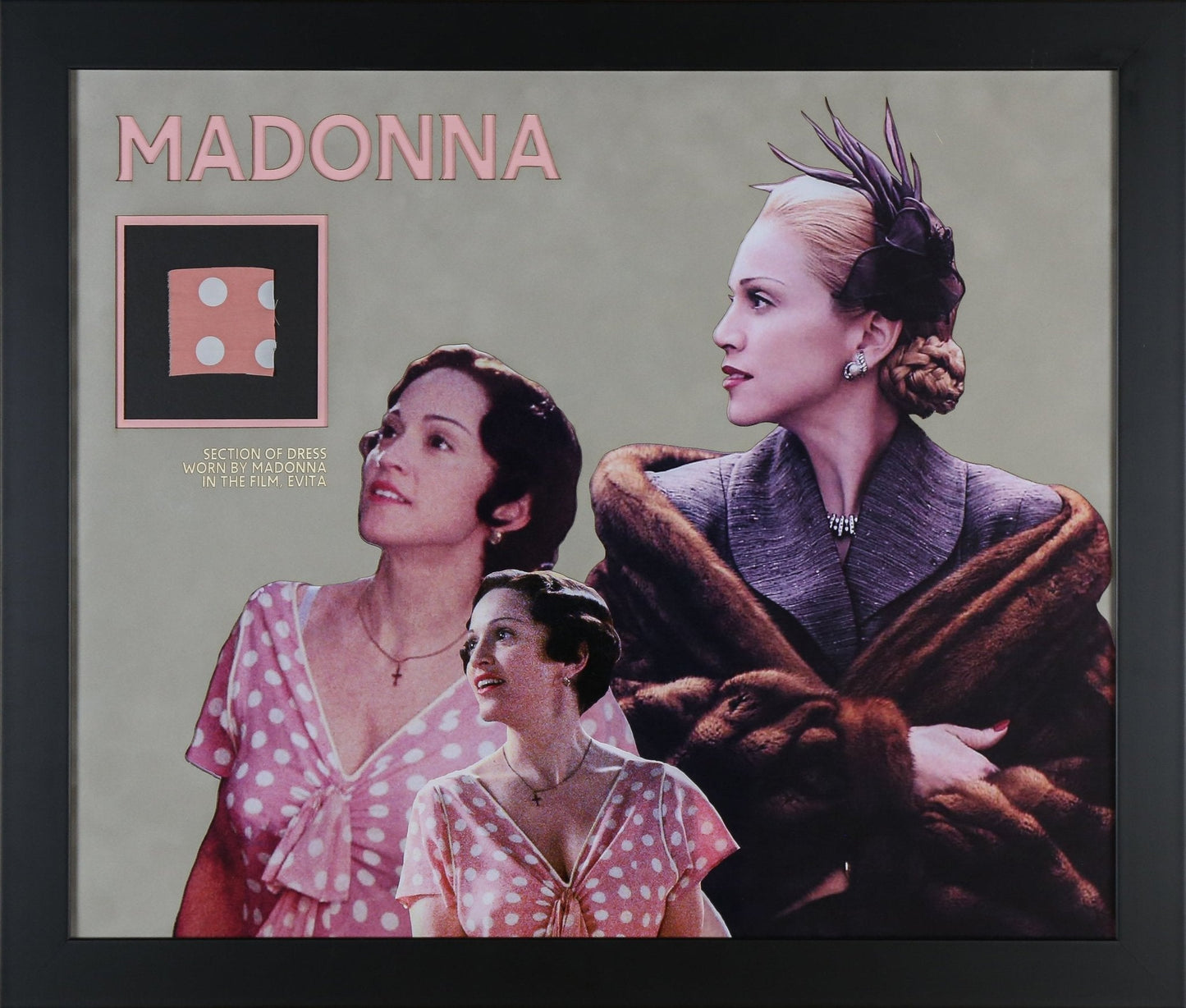 Madonna, Evita TV Worn Dress Swatch Framed - Memorabilia Framers Shop