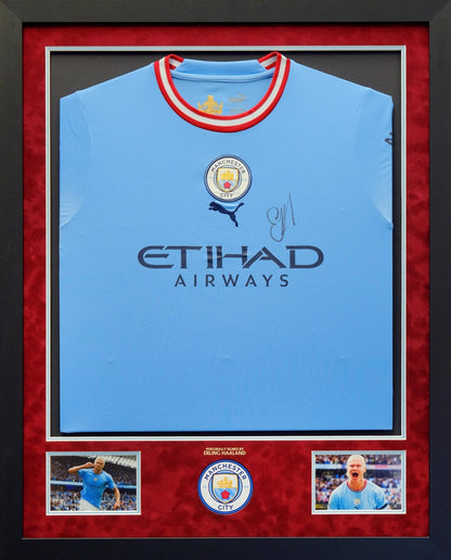 Manchester City Framed Shirt Signed by Erling Haaland - Memorabilia Framers Shop