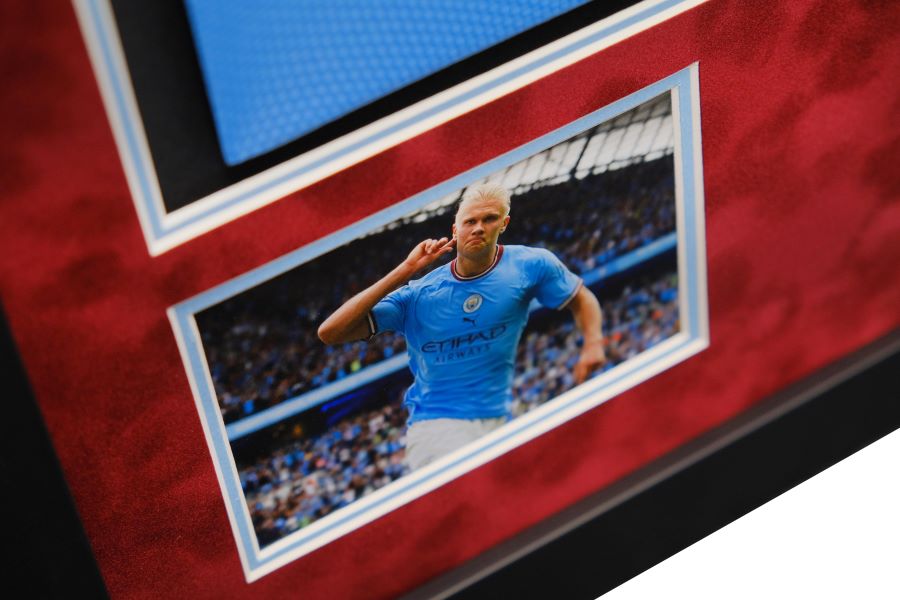 Manchester City Framed Shirt Signed by Erling Haaland - Memorabilia Framers Shop