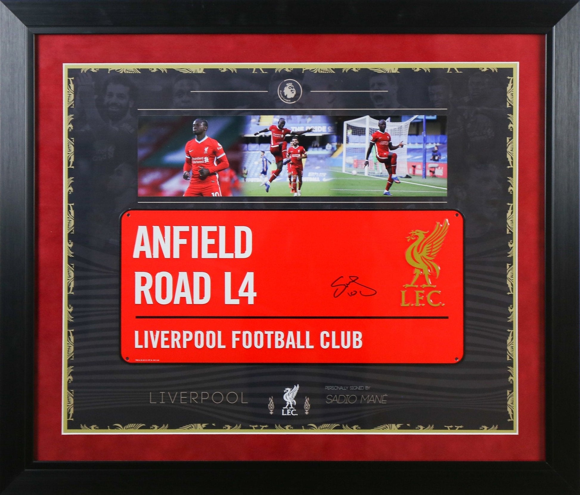 Mane Signed Liverpool Roadsign Framed Display - Memorabilia Framers Shop