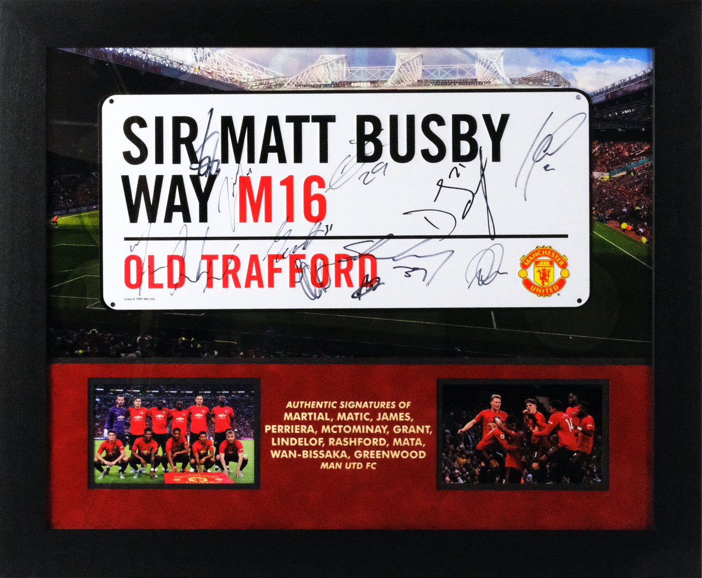 Multi Signed Manchester United Roadsign Framed Display