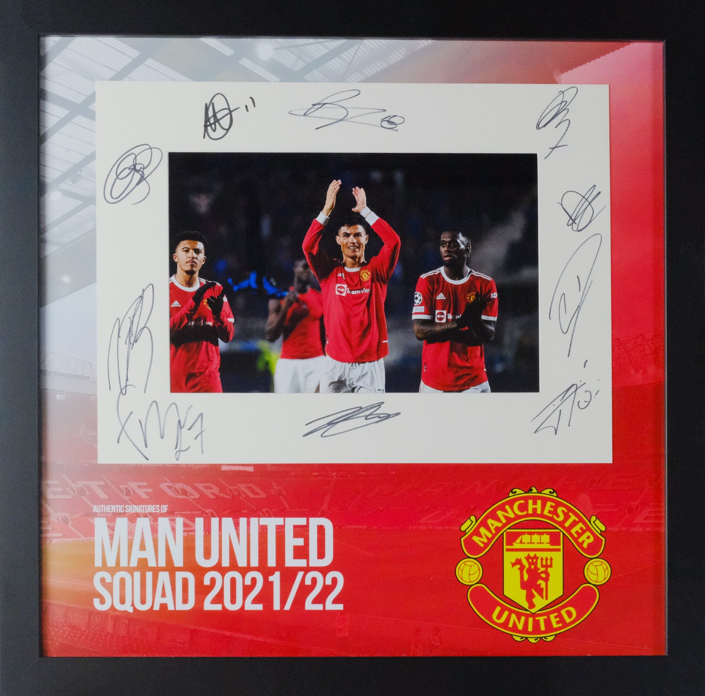 Multi Signed Manchester United 2021/22 Mount Framed Display