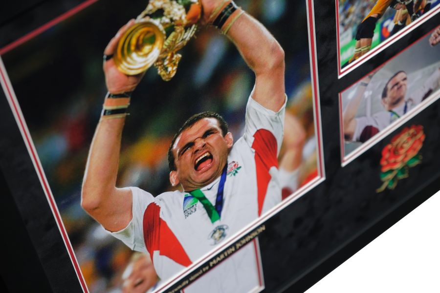 Martin Johnson Signed White Card Framed Display - Memorabilia Framers Shop