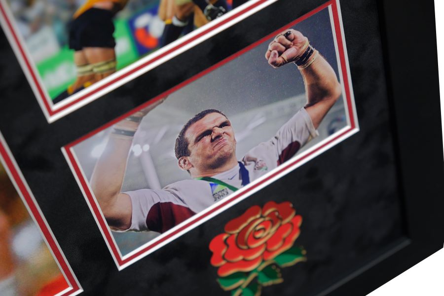 Martin Johnson Signed White Card Framed Display - Memorabilia Framers Shop